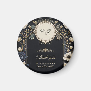Romantic bright flowers on a deep blue background. magnet