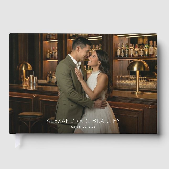 Romantic Brown Bar Photo Guest Book (Front)