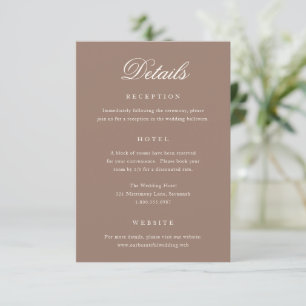 Romantic Brown Elegant Wedding Enclosure Card