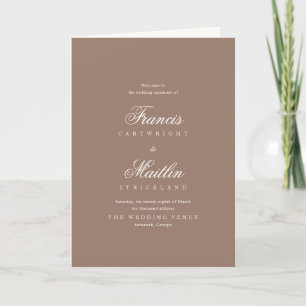 Romantic Brown Elegant Wedding Programme