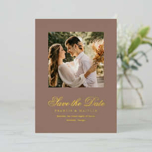 Romantic Brown Photo Elegant Wedding Save the Date