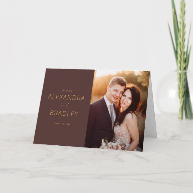 Romantic Brown Thank You Card (Front)