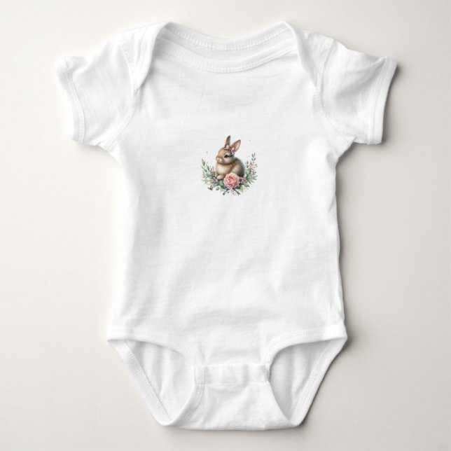 romantic bunny baby bodysuit (Front)