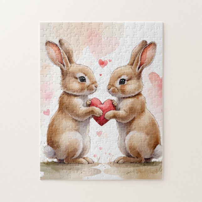 Romantic Bunny Card Jigsaw Puzzle (Vertical)