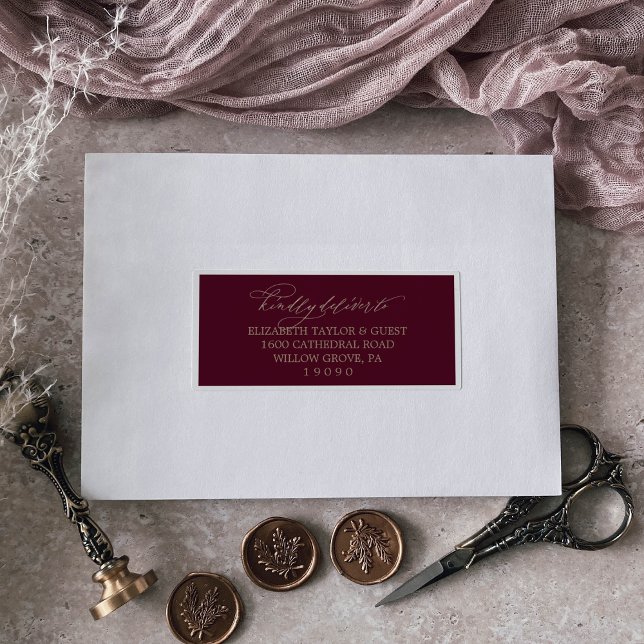 Romantic Burgundy and Gold Guest Address Labels (Creator Uploaded)