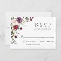 Romantic Burgundy and Plum Floral Event RSVP