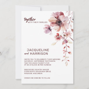 Romantic Burgundy & Blush Floral Wedding Invitation