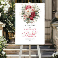 Romantic Burgundy Blush Greenery Welcome Sign