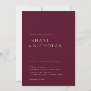 Romantic Burgundy Calligraphy Monogram Wedding Invitation
