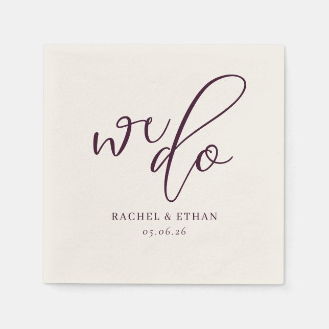 Romantic Burgundy Calligraphy Napkin (Front)