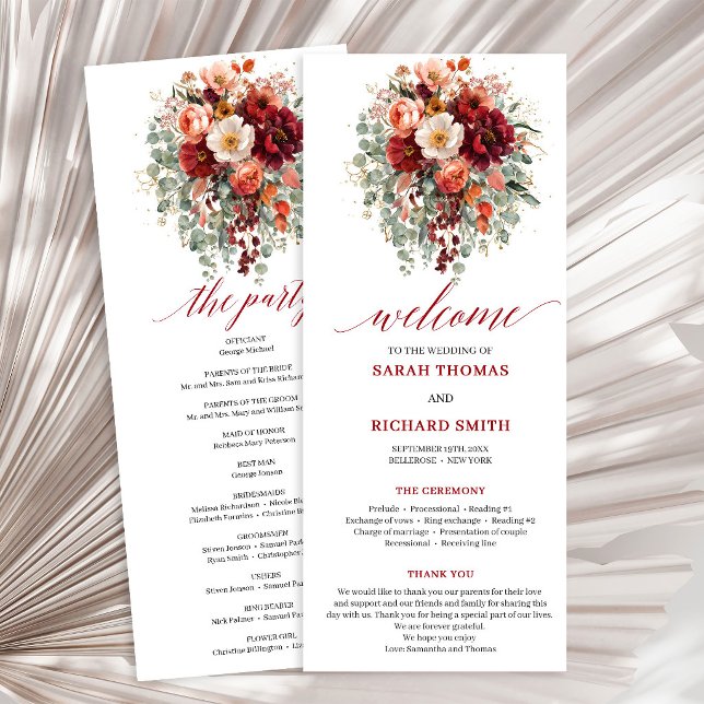 Romantic Burgundy Gold Eucalyptus Fall wedding pro Programme (Romantic Burgundy Gold Eucalyptus Fall wedding program

)