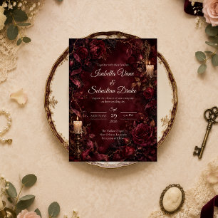 Romantic Burgundy Gothic Wedding Invitation