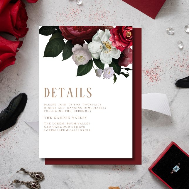 Romantic Burgundy maroon Wedding details Enclosure Card (Creator Uploaded)