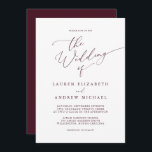 Romantic Burgundy Minimalist Wedding Invitation<br><div class="desc">Beautiful burgundy minimalist wedding invitation. Fully customisable with names,  dates,  location and colours to match your wedding theme.</div>