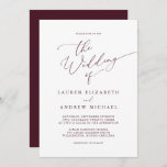 Romantic Burgundy Minimalist Wedding Invitation<br><div class="desc">Beautiful burgundy minimalist wedding invitation. Fully customisable with names,  dates,  location and colours to match your wedding theme.</div>