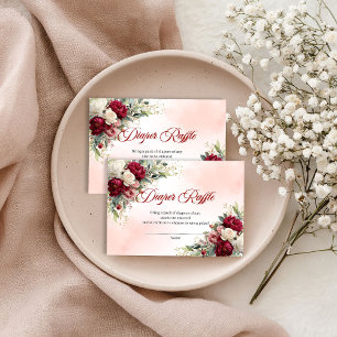Romantic Burgundy Peonies Gold Diaper Raffle Card