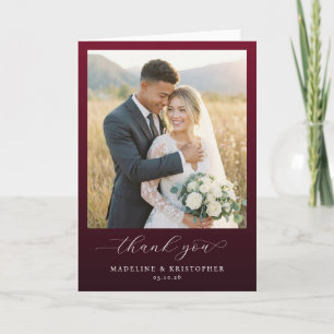 Romantic Burgundy Photo Thank You Card