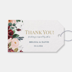 Romantic Burgundy, Pink, Blue and Black Thank You Gift Tags