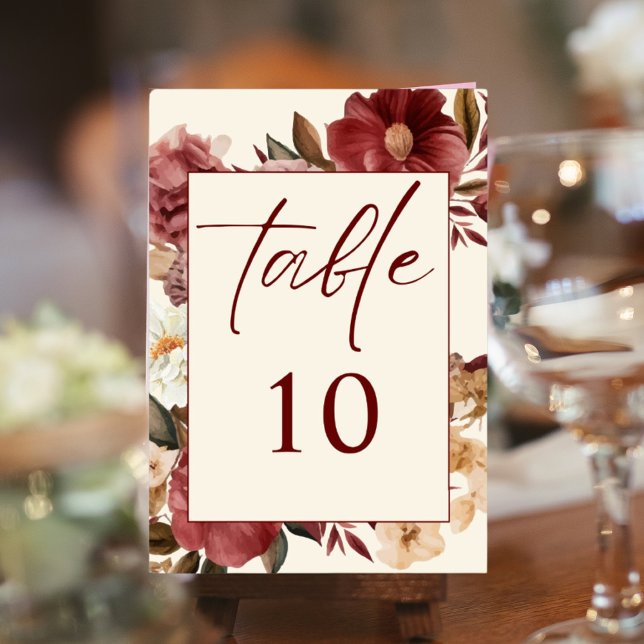 Romantic Burgundy red and copper Wedding Table Number (Creator Uploaded)