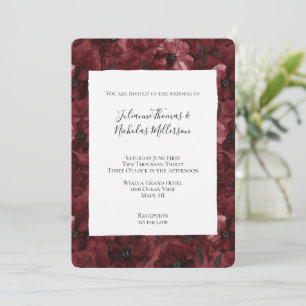 Romantic Burgundy Red Floral Wedding Invitation