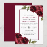 Romantic Burgundy Red Flowers Modern Wedding