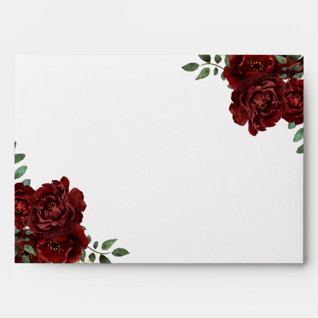 Romantic Burgundy Red Rose Invitations Envelope (Front)