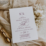 Romantic Burgundy Text Monogram Wedding Invitation<br><div class="desc">This romantic burgundy text monogram wedding invitation is perfect for a simple wedding. The modern classic design features fancy swirls and whimsical flourishes with gorgeous elegant hand lettered typography.</div>