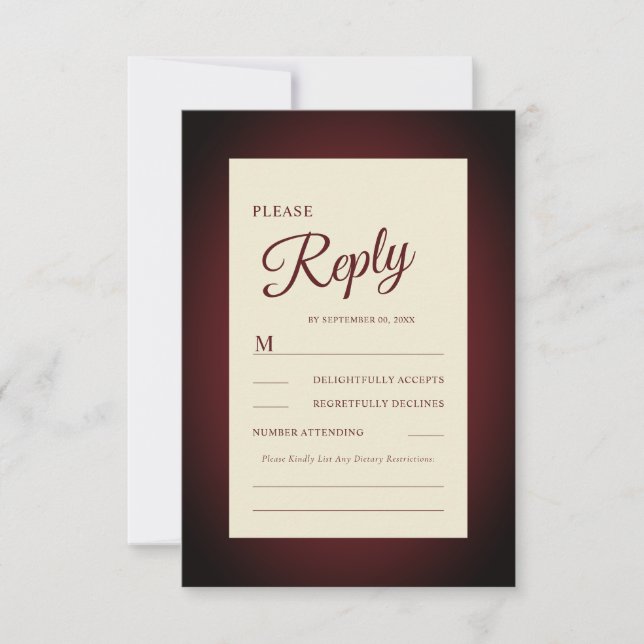Romantic Burnished Russet Wedding Response Card (Front)