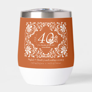 Romantic Burnt Orange 40 Anniversary Wine Tumbler