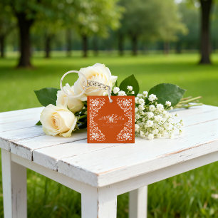 Romantic Burnt Orange Mr & Mrs Acrylic Keychain