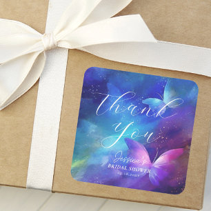 Romantic Butterflies Bridal Shower Thank You Square Sticker