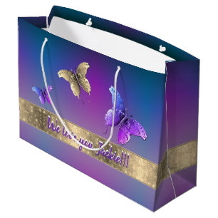 Romantic Butterfly Blue Large Gift Bag