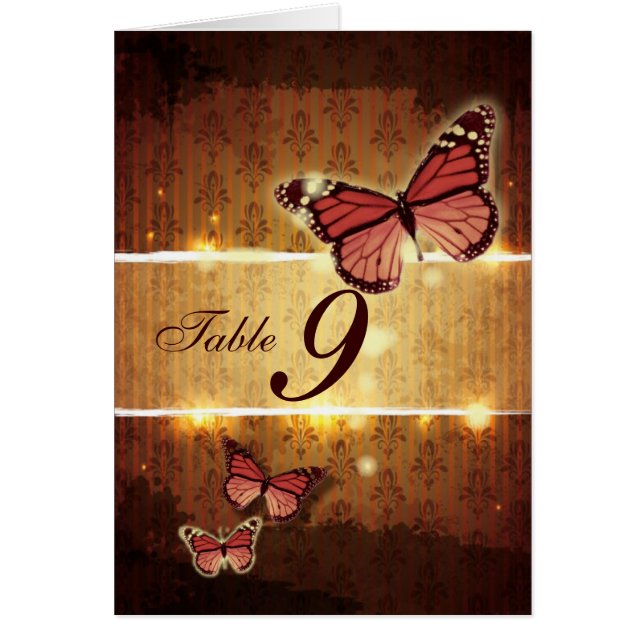 romantic butterfly fall wedding table number (Front)