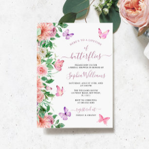 Romantic Butterfly Floral Bridal Shower Invitation