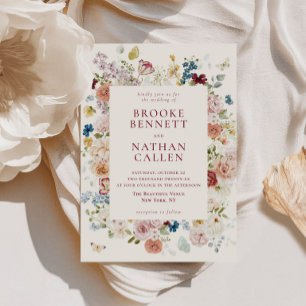 Romantic Butterfly Floral Frame Wedding Invitation