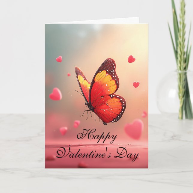 Romantic Butterfly Valentine`s Day  Card (Front)