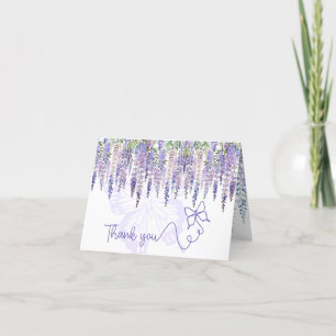 Romantic Butterfly & Wisteria Floral Wedding Thank You Card