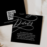Romantic Calligraphy Black QR Code Wedding Details Enclosure Card<br><div class="desc">This romantic calligraphy black QR code wedding details enclosure card is perfect for a simple wedding. The modern classic design features fancy swirls and whimsical flourishes with gorgeous elegant hand lettered typography.</div>