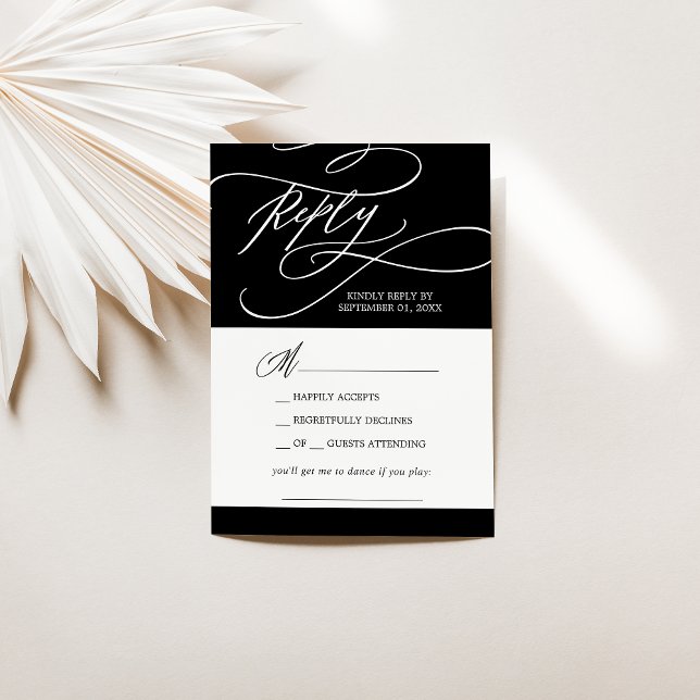 Romantic Calligraphy | Black Song Request RSVP Card (Creator Uploaded)