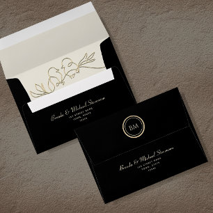 Romantic Calligraphy Black Wedding  Envelope