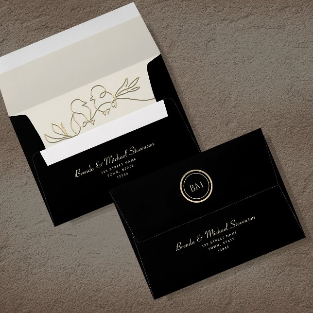 Romantic Calligraphy Black Wedding  Envelope (Creator Uploaded)