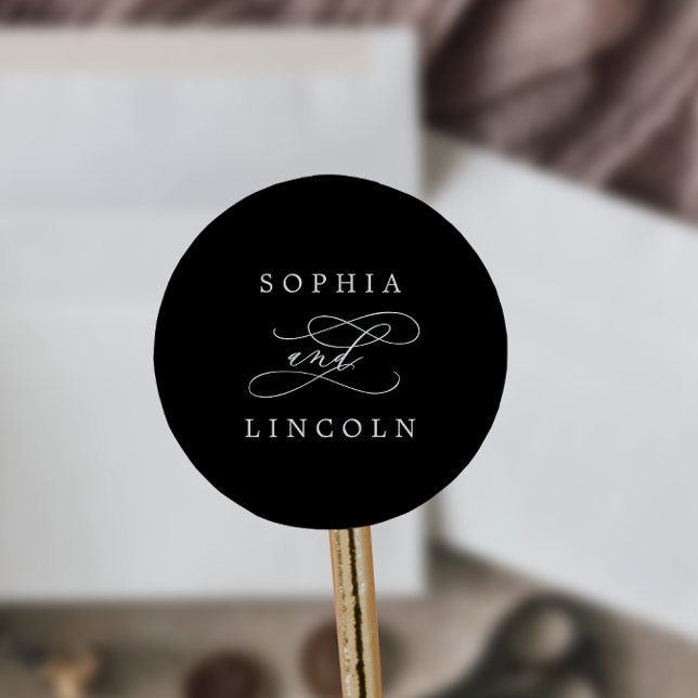 Romantic Calligraphy Black Wedding Envelope Seals (Creator Uploaded)