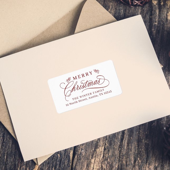 Romantic Calligraphy Christmas Return Address Label (Creator Uploaded)