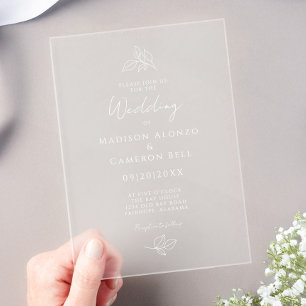 Romantic Calligraphy Classic Modern Botanical Acrylic Invitations