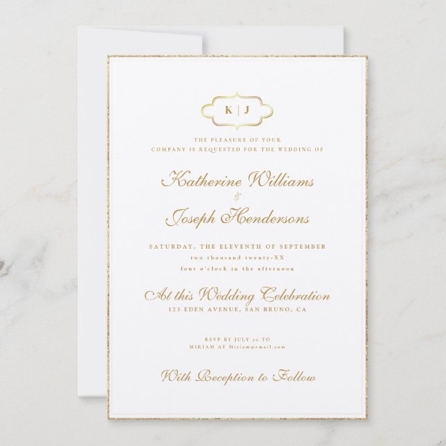 ROMANTIC CALLIGRAPHY&CLASSIC MONOGRAM WEDDING+RSVP INVITATION (Front)