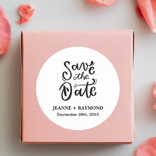 Romantic Calligraphy Custom Wedding Save the Date  Classic Round Sticker