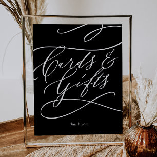 Romantic Calligraphy Dark Black Cards & Gifts Poster