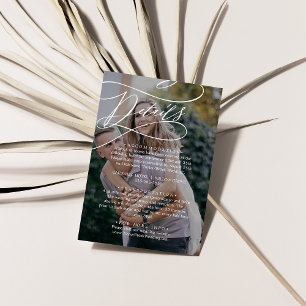 Romantic Calligraphy Dark Photo Overlay Details Enclosure Card