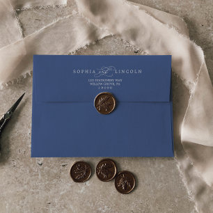 Romantic Calligraphy   Denim Blue Wedding Envelope