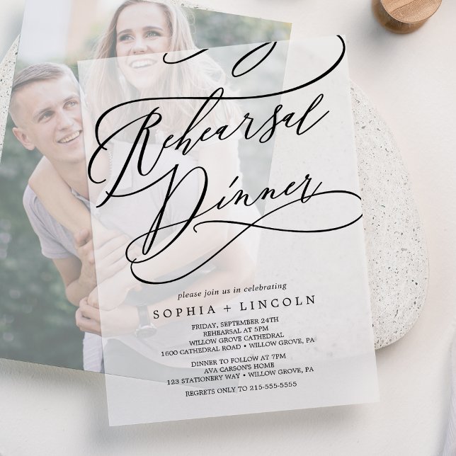 Romantic Calligraphy Elegant Rehearsal Dinner Vellum Invitations (Romantic Calligraphy Elegant Rehearsal Dinner Vellum Invitations)